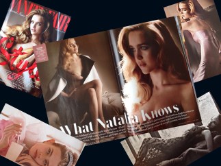 Collage of Natalia Vodianova's spread in Vanity Fair, September 2014. Photos by Mario Testino.